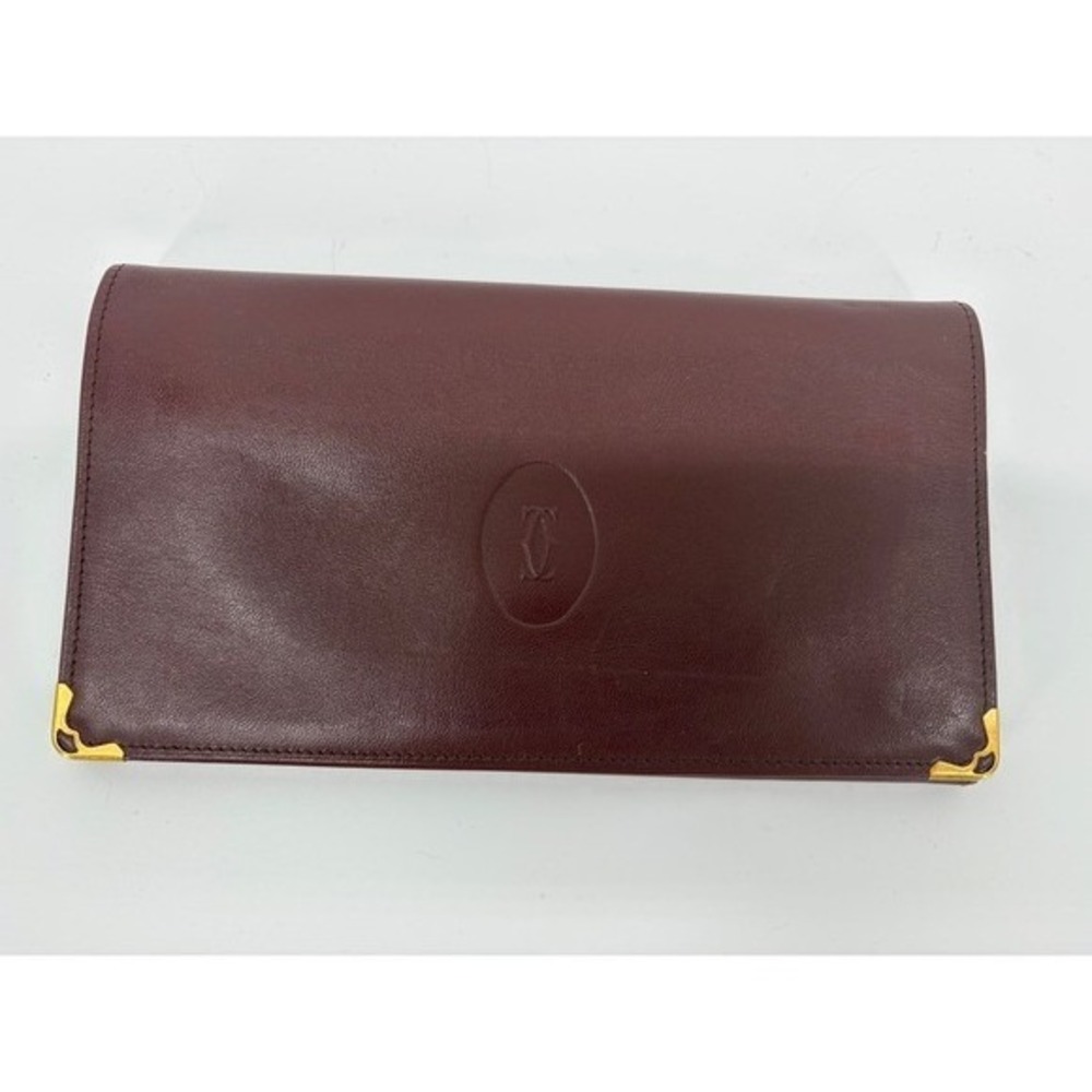 Vintage Cartier Leather Frame Clutch Wallet Paris Gold Hardware Luxury‎ Bag